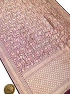 Wine Meenakari Brocade Handloom Banarasi Saree - Sacred Weaves