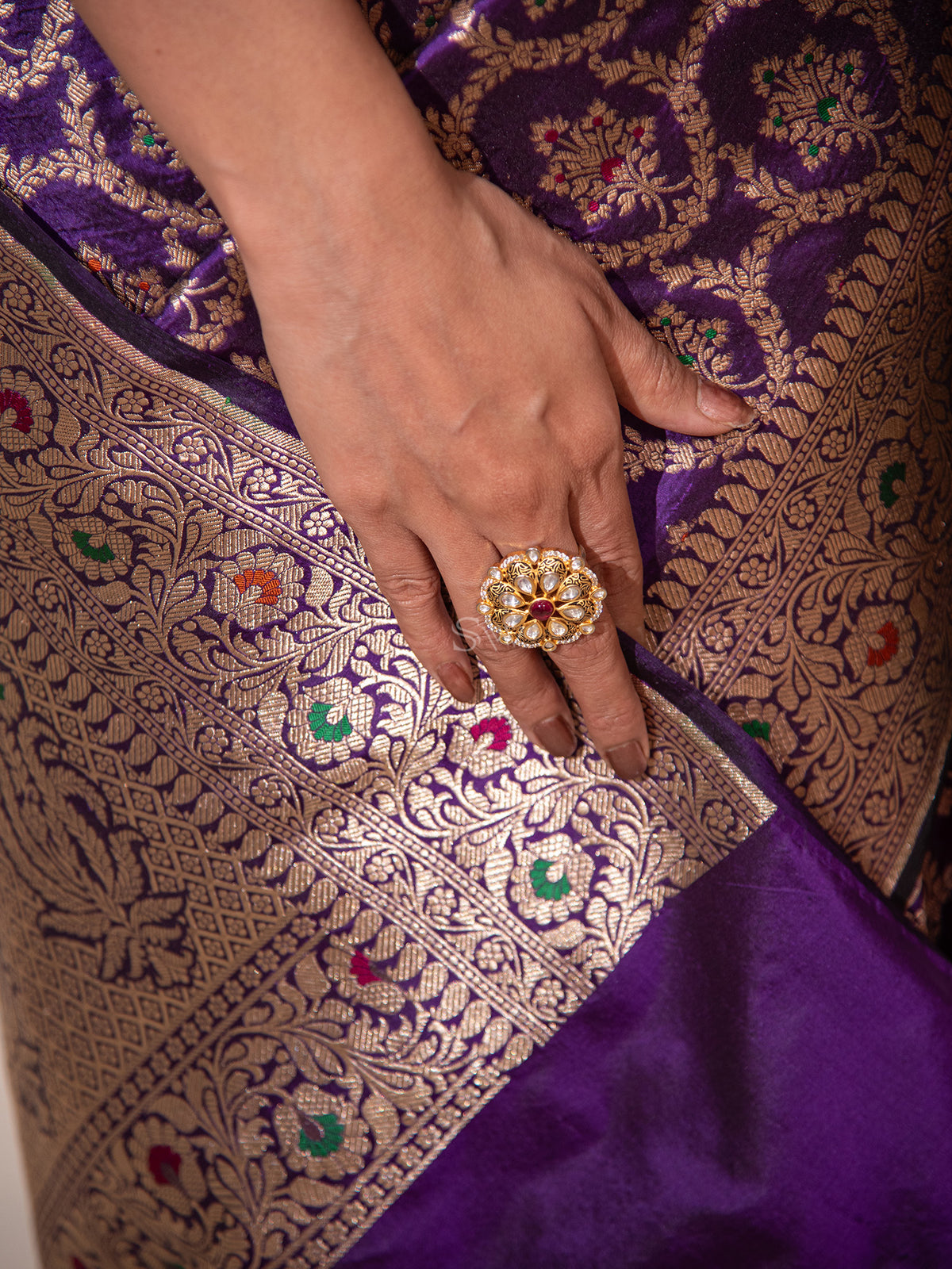 Purple Meenakari Uppada Katan Silk Handloom Banarasi Saree - Sacred Weaves