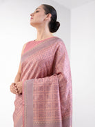 Dusty Pink Floral Tanchoi Silk Handloom Banarasi Saree - Sacred Weaves
