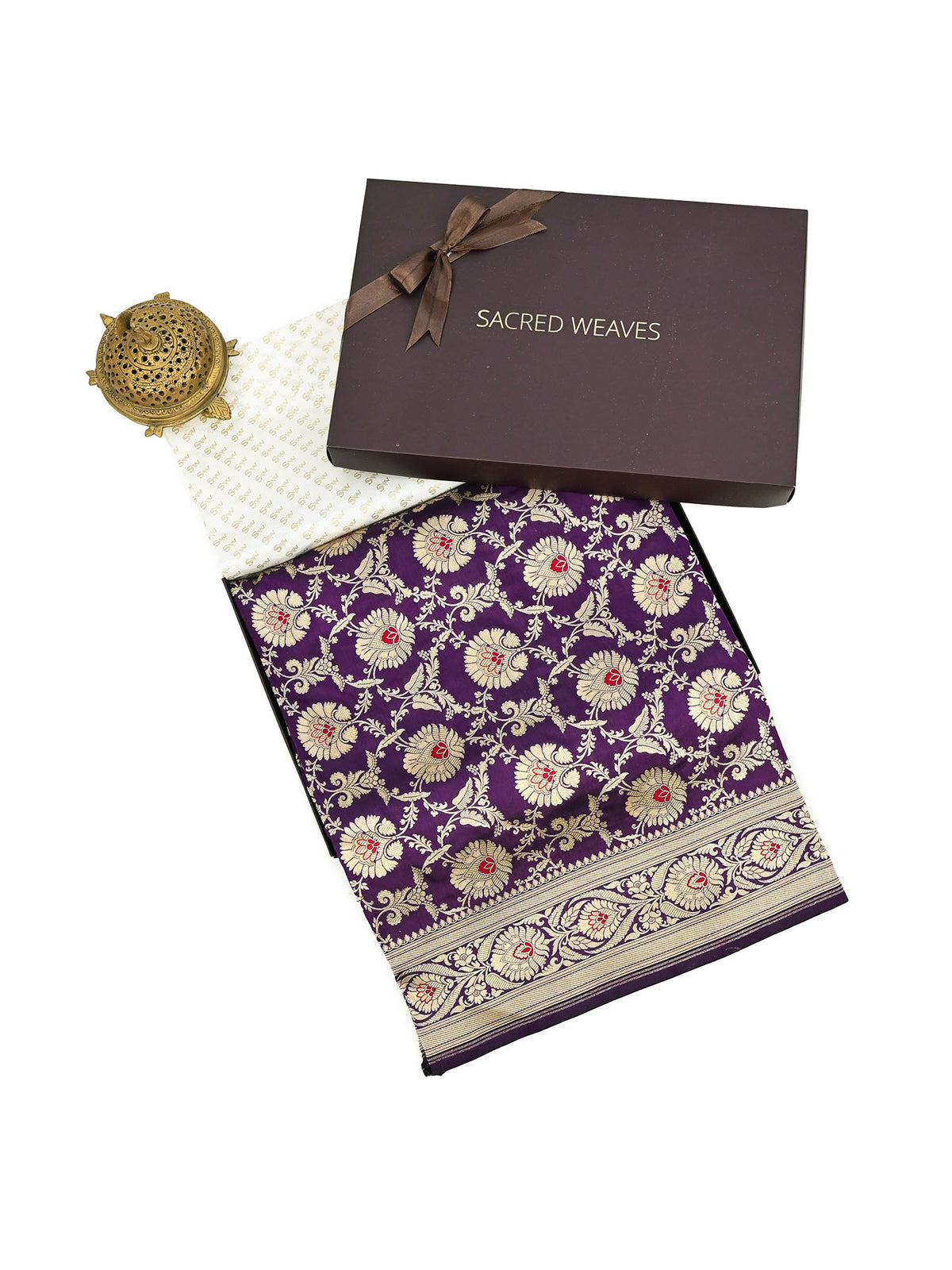 Dark Purple Meenakari Uppada Katan Silk Handloom Banarasi Saree - Gift Box