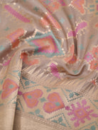 Dark Beige Tanchoi Katan Silk Handloom Banarasi Fabric - Gift Box - Sacred Weaves