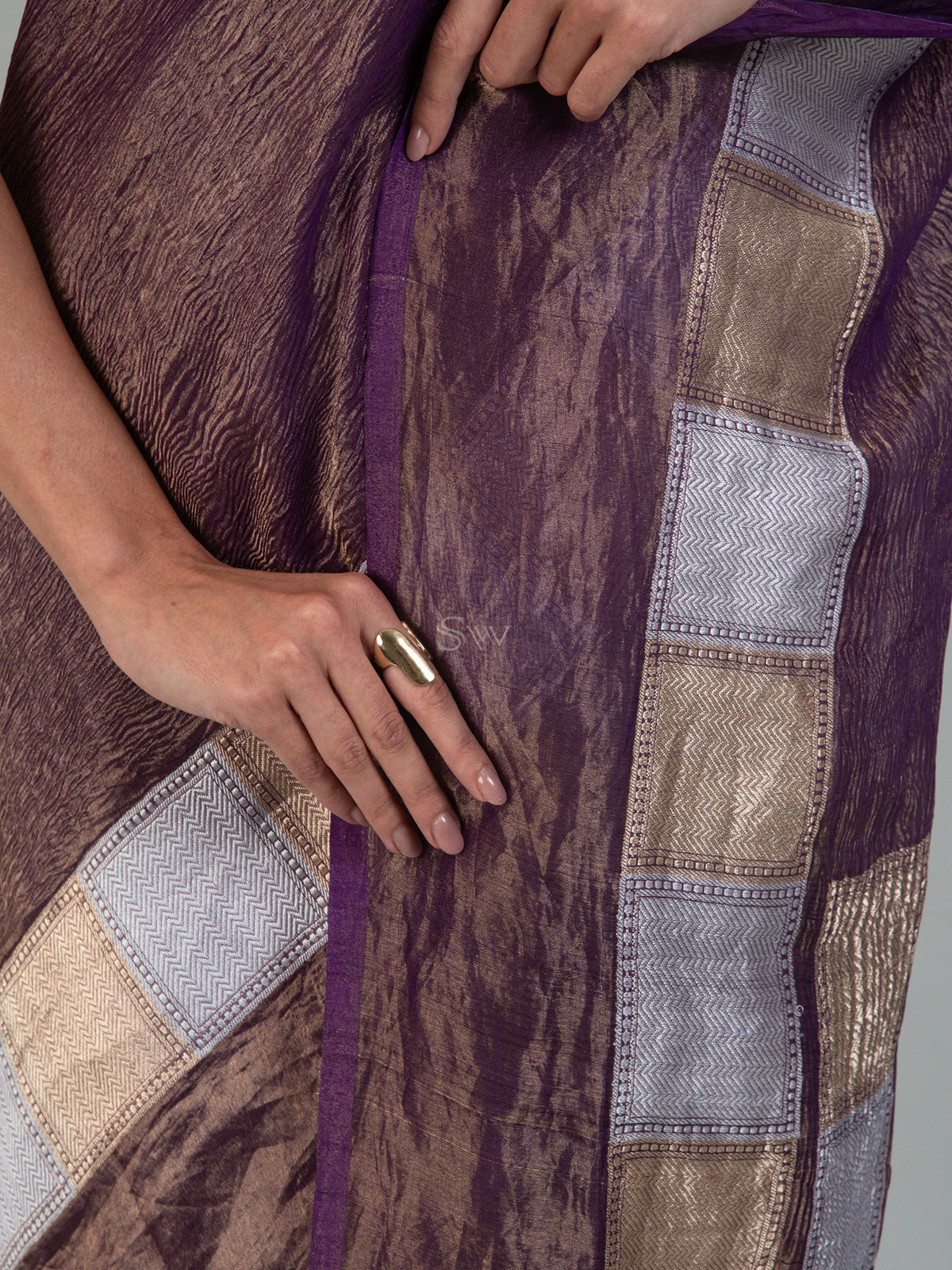 Purple Crush Tissue Silk Handloom Banarasi Saree - Sacred Weaves