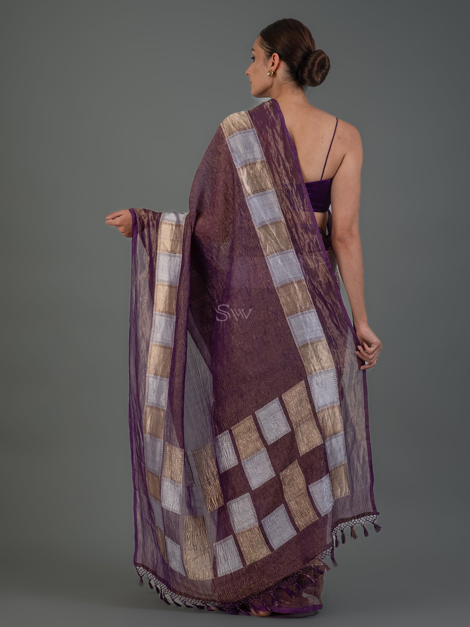 Purple Crush Tissue Silk Handloom Banarasi Saree - Sacred Weaves