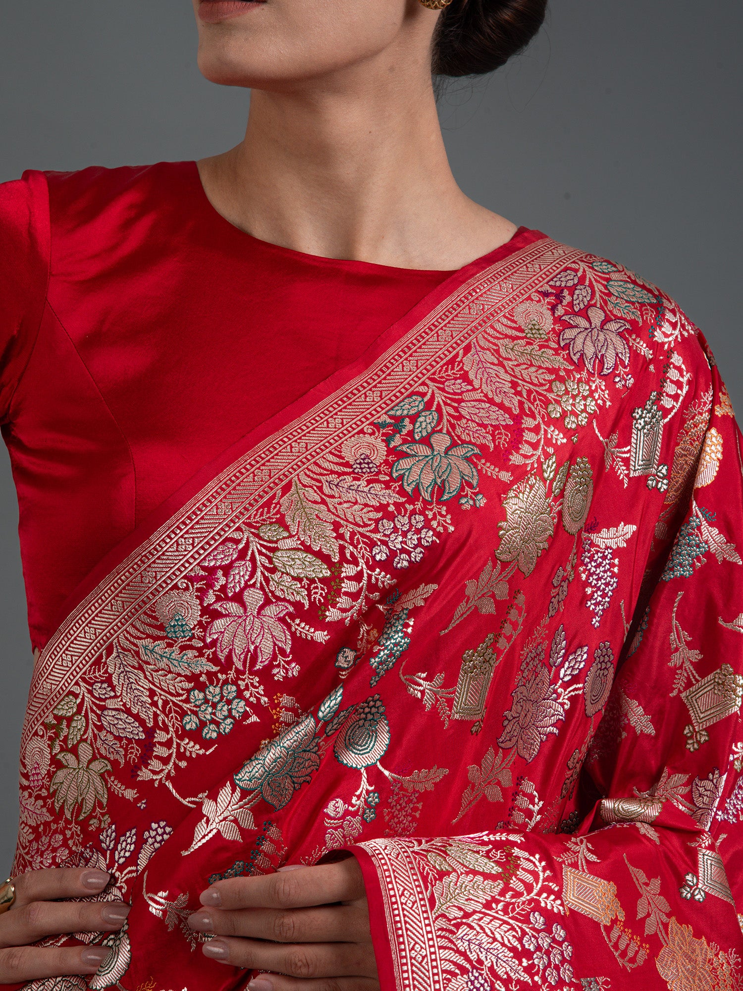 Red Meenakari Katan Silk Handloom Banarasi Saree - Sacred Weaves