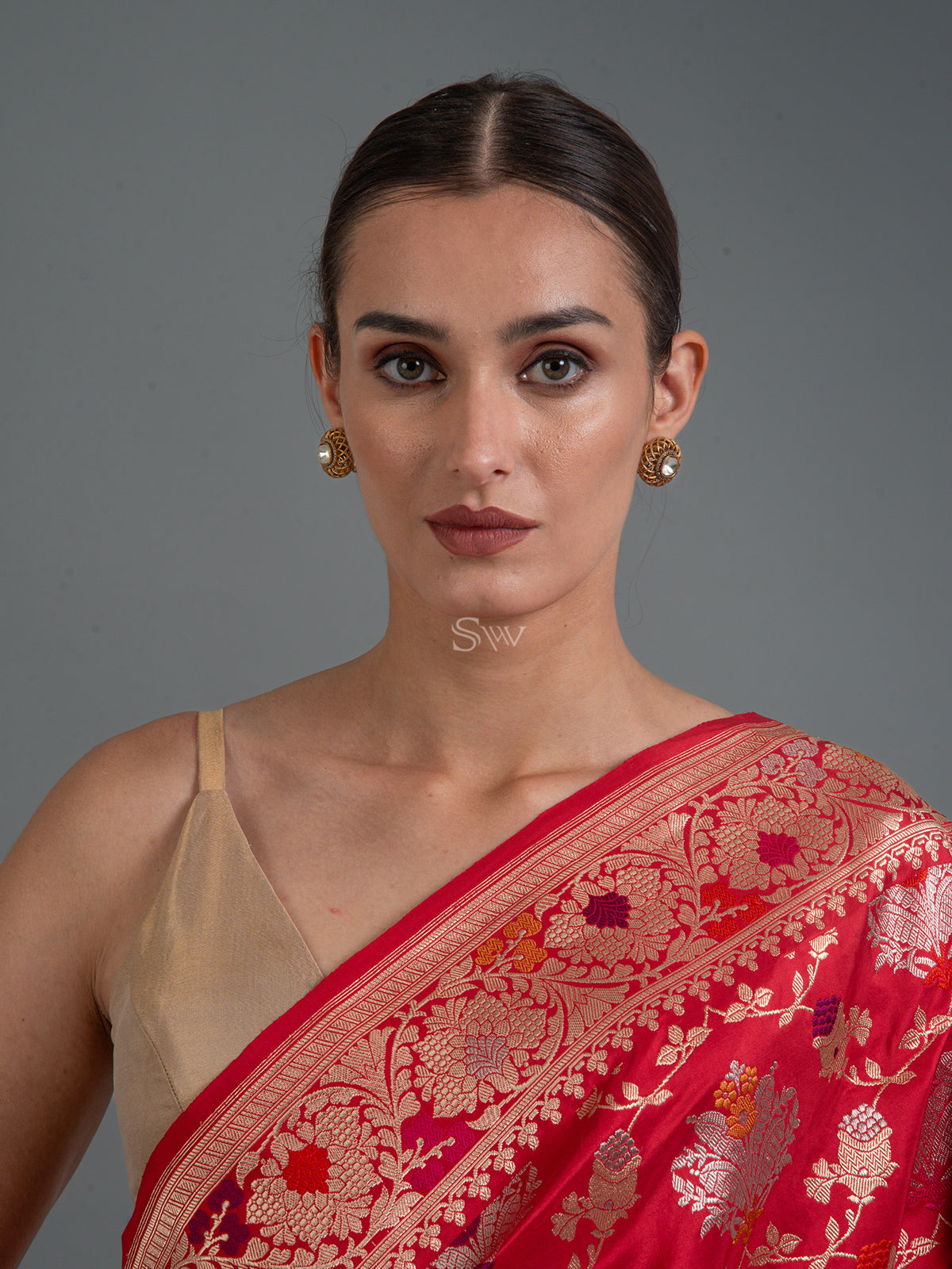 Red Meenakari Katan Silk Handloom Banarasi Saree - Sacred Weaves