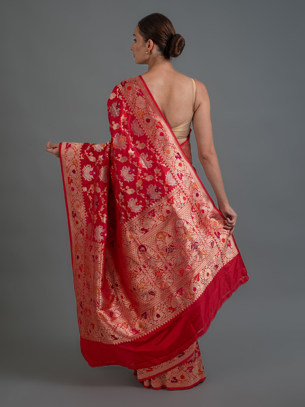 Red Meenakari Katan Silk Handloom Banarasi Saree - Sacred Weaves