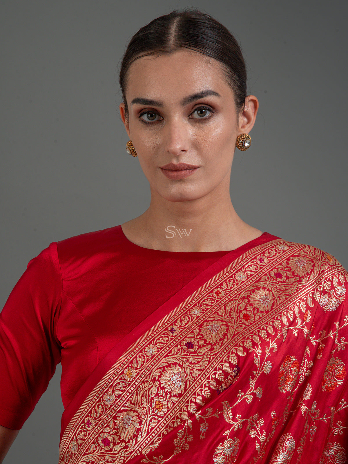 Red Meenakari Katan Silk Handloom Banarasi Saree - Sacred Waaves