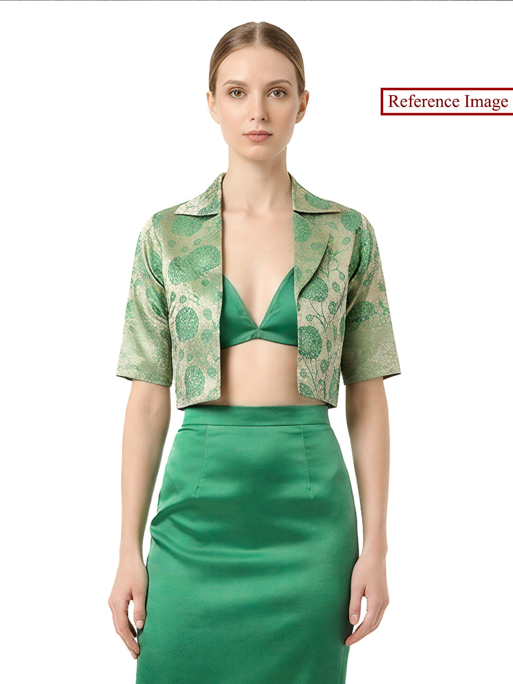 Emerald Green Silk Brocade Handloom Banarasi Jacket - Sacred Weaves