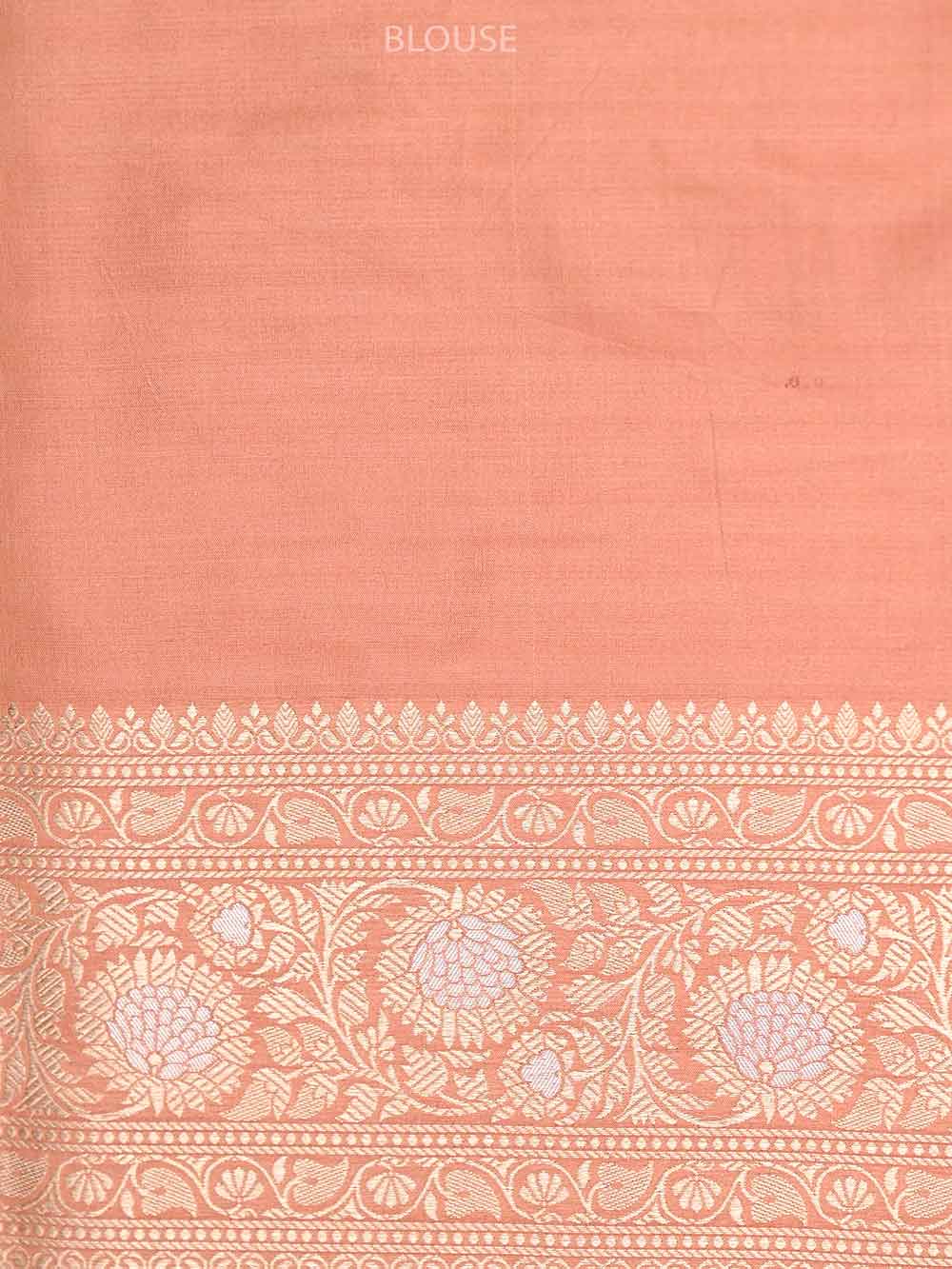 Pastel Peach Uppada Katan Silk Handloom Banarasi Saree - Gift Box - Sacred Weaves
