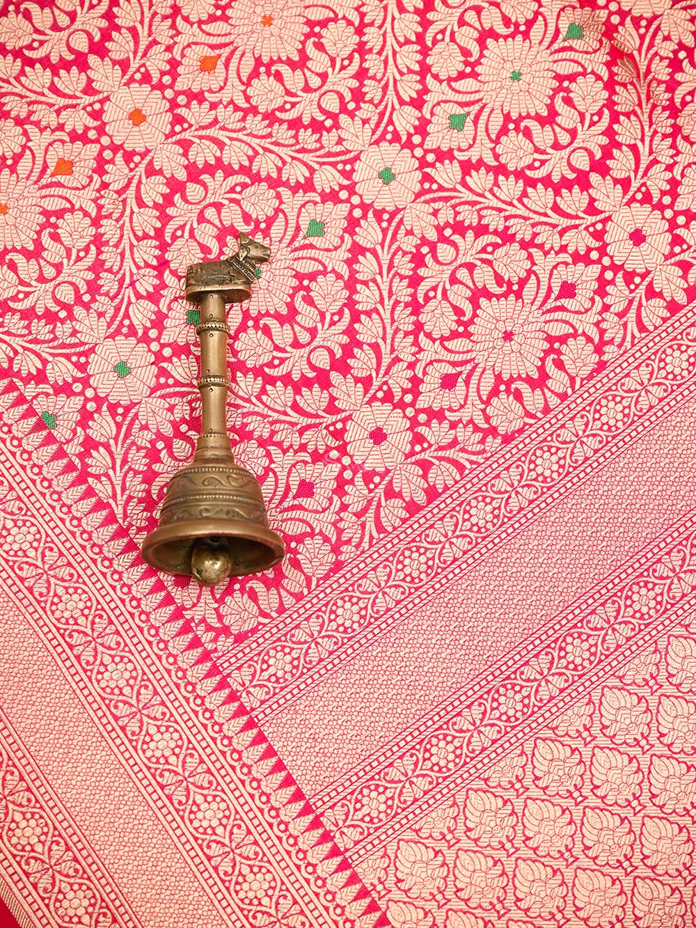 Pink Red Meenakari Brocade Handloom Banarasi Saree - Sacred Weaves