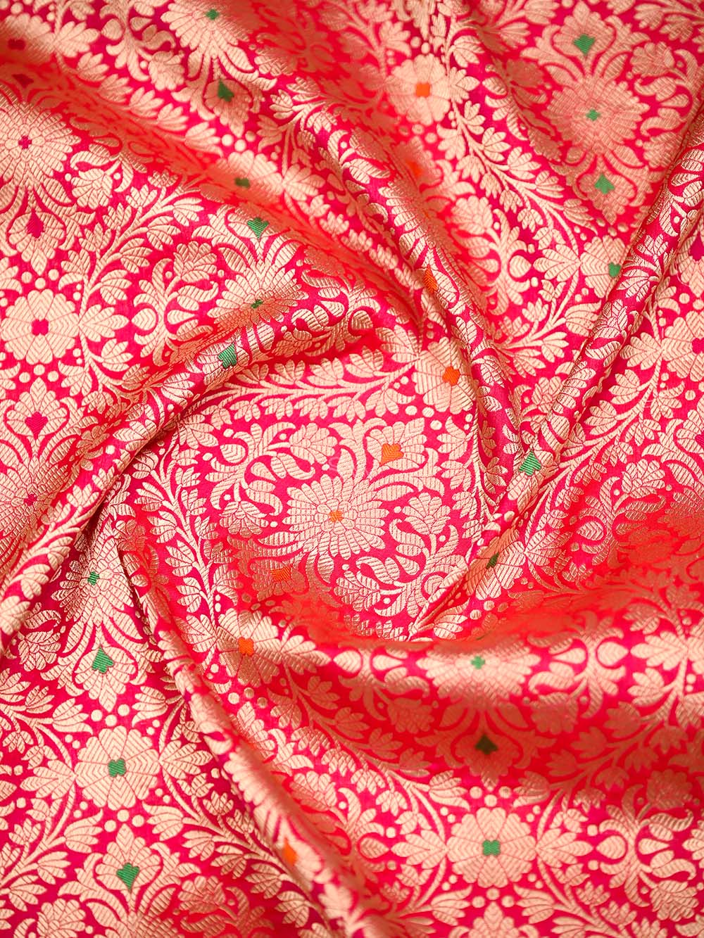 Pink Red Meenakari Brocade Handloom Banarasi Saree - Sacred Weaves