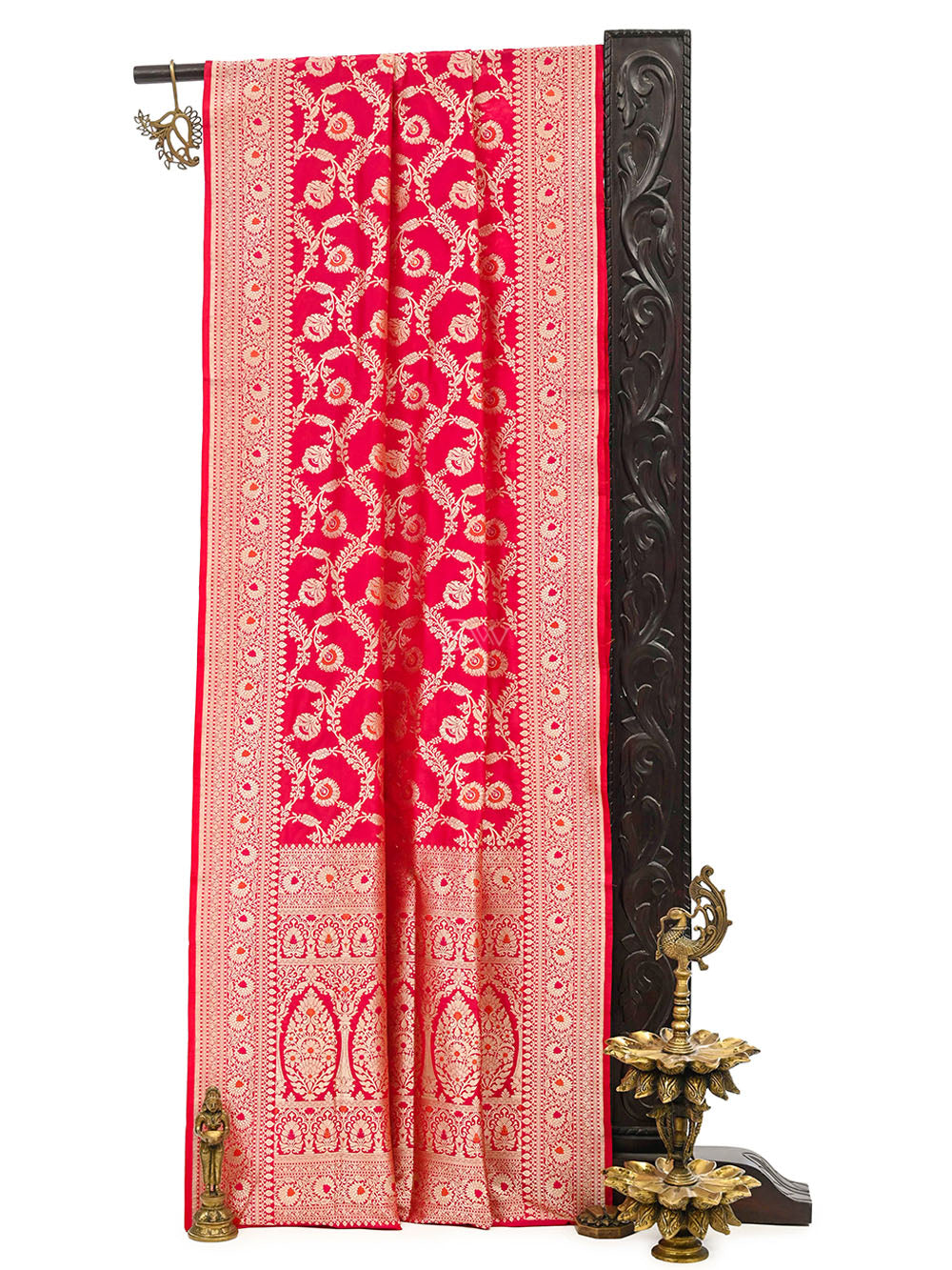 Pink Red Meenakari Uppada Katan Silk Handloom Banarasi Saree - Sacred Weaves