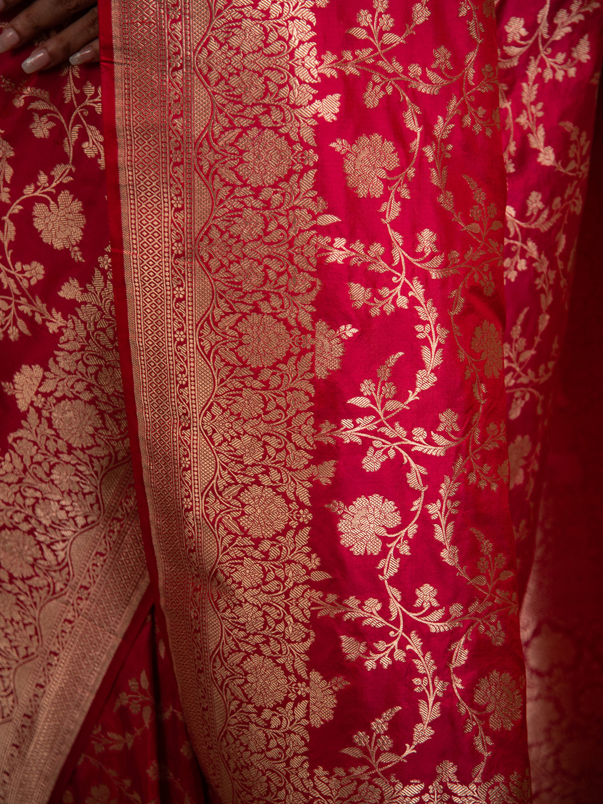 Pink Red Uppada Katan Silk Handloom Banarasi Saree
