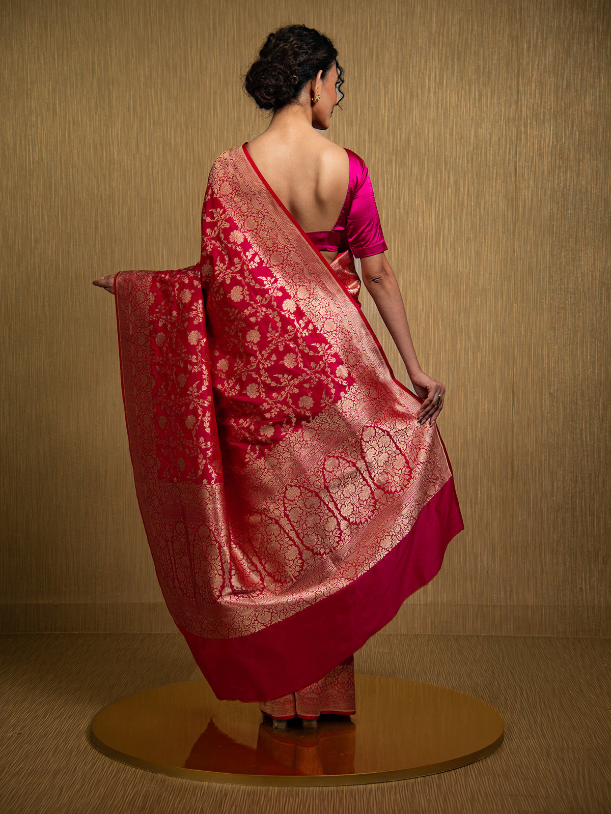 Pink Red Uppada Katan Silk Handloom Banarasi Saree