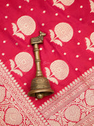 Dark Pink Booti Katan Silk Uppada Handloom Banarasi Saree - Sacred Weaves
