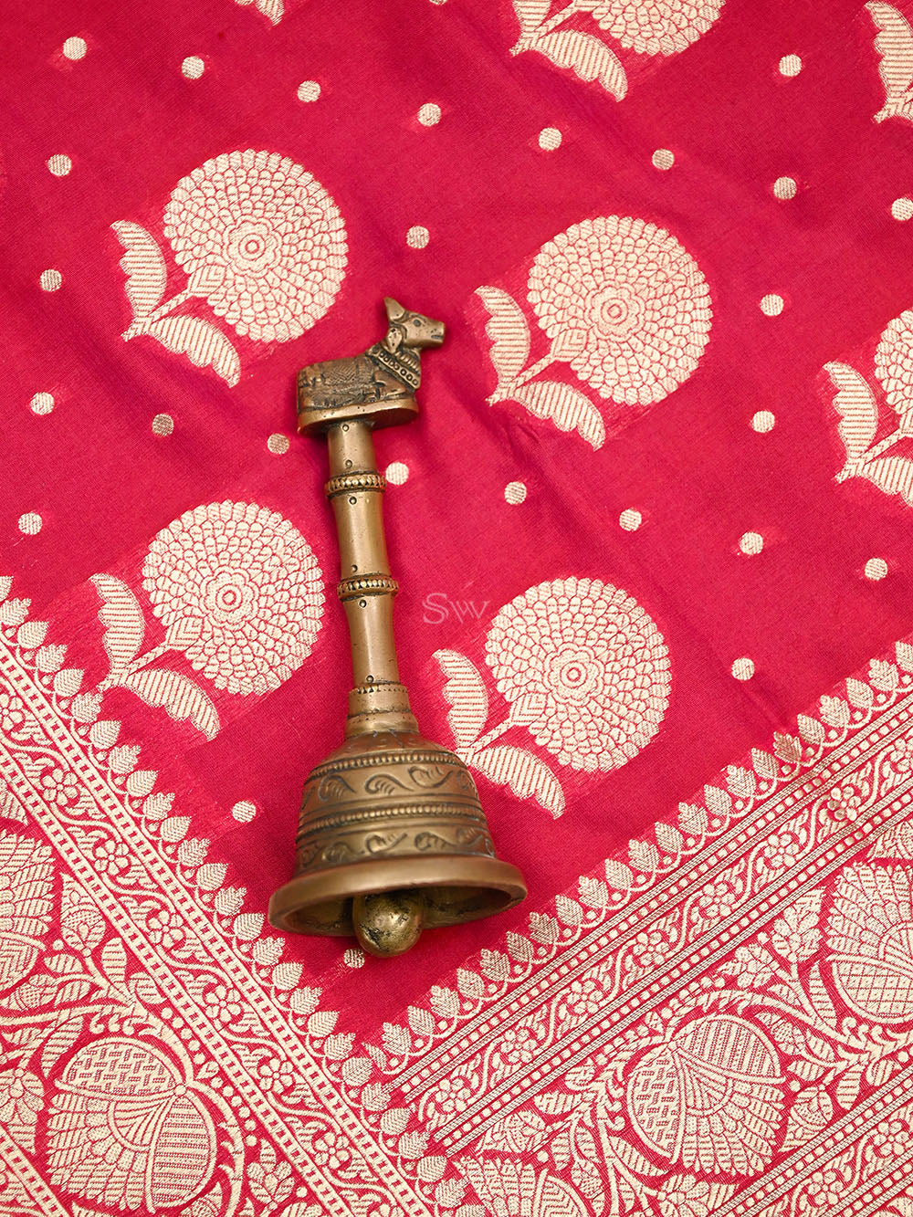 Dark Pink Booti Katan Silk Uppada Handloom Banarasi Saree - Sacred Weaves