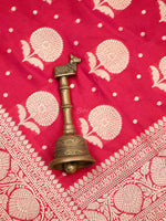 Dark Pink Booti Katan Silk Uppada Handloom Banarasi Saree - Sacred Weaves