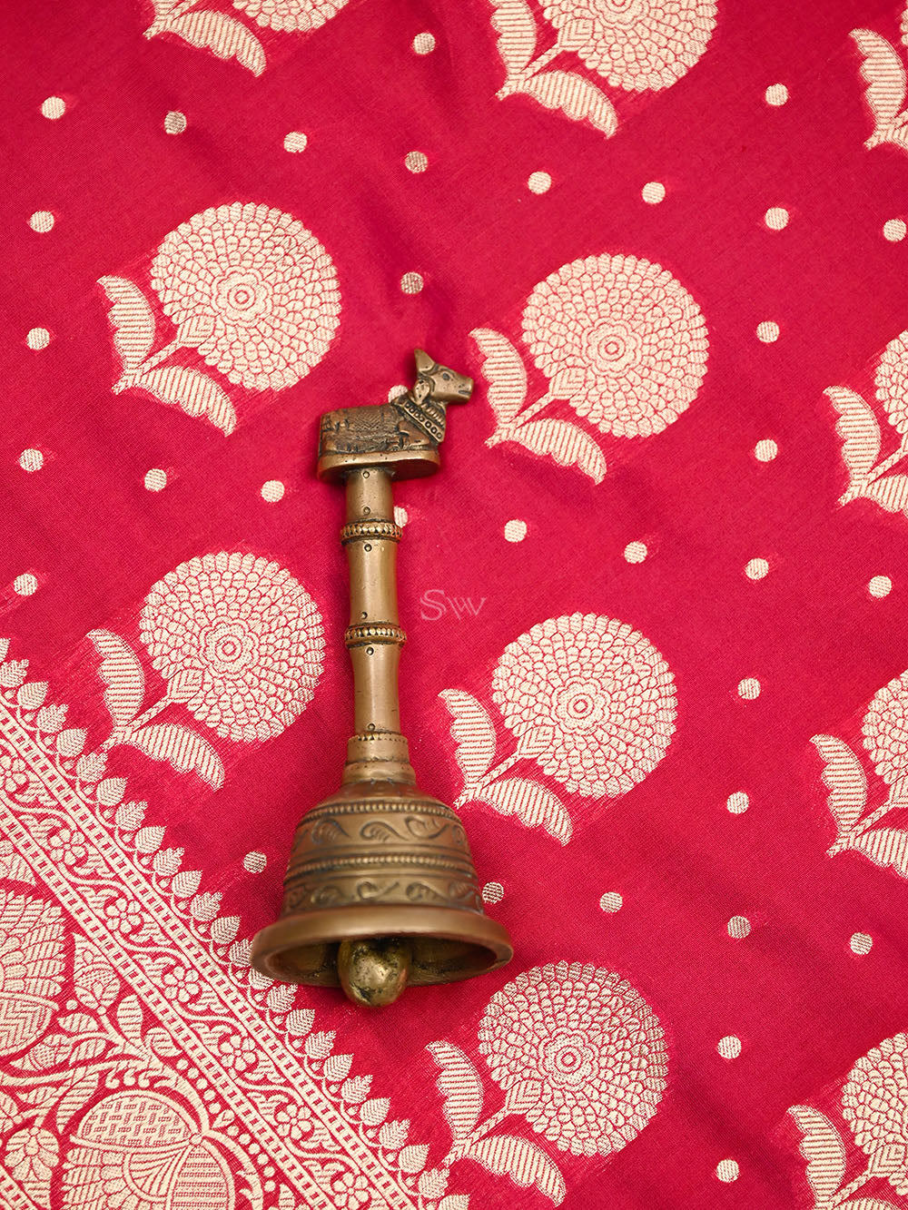 Dark Pink Booti Katan Silk Uppada Handloom Banarasi Saree - Sacred Weaves