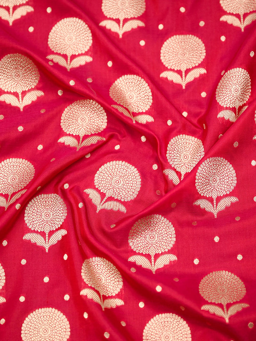 Dark Pink Booti Katan Silk Uppada Handloom Banarasi Saree - Sacred Weaves