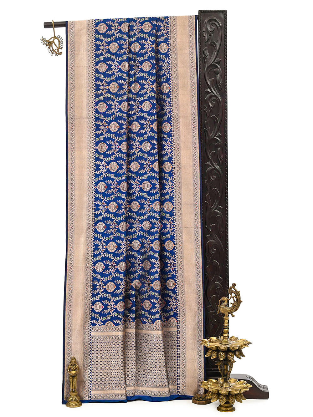 Dark Blue Meenakari Uppada Katan Silk Handloom Banarasi Saree