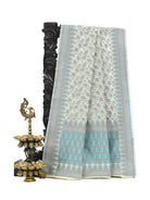 Off-White Meenakari Jaal Cotton Silk Handloom Banarasi Saree - Sacred Weaves