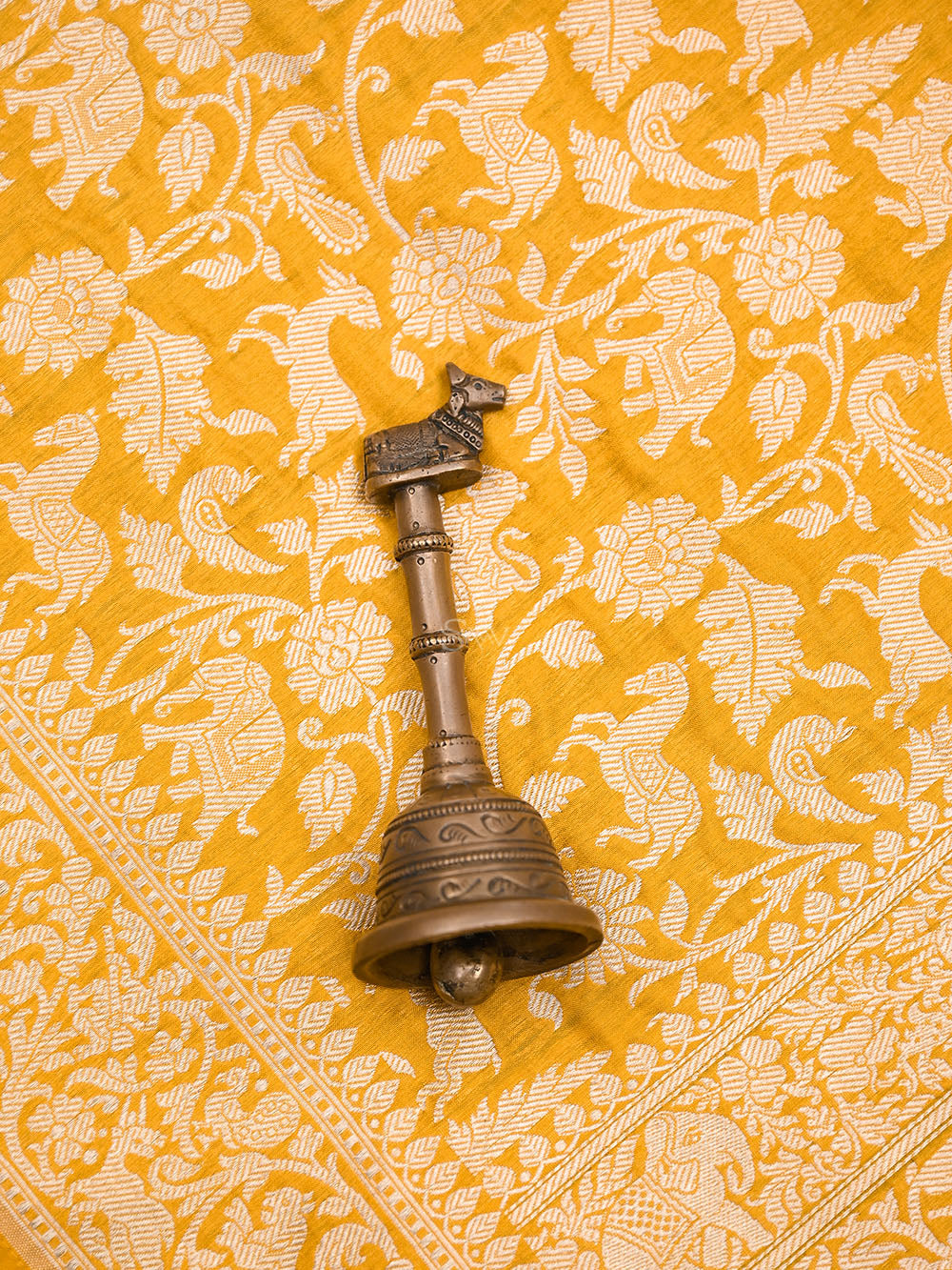 Yellow Shikargah Brocade Katan Silk Handloom Banarasi Saree - Gift Box - Sacred Weaves