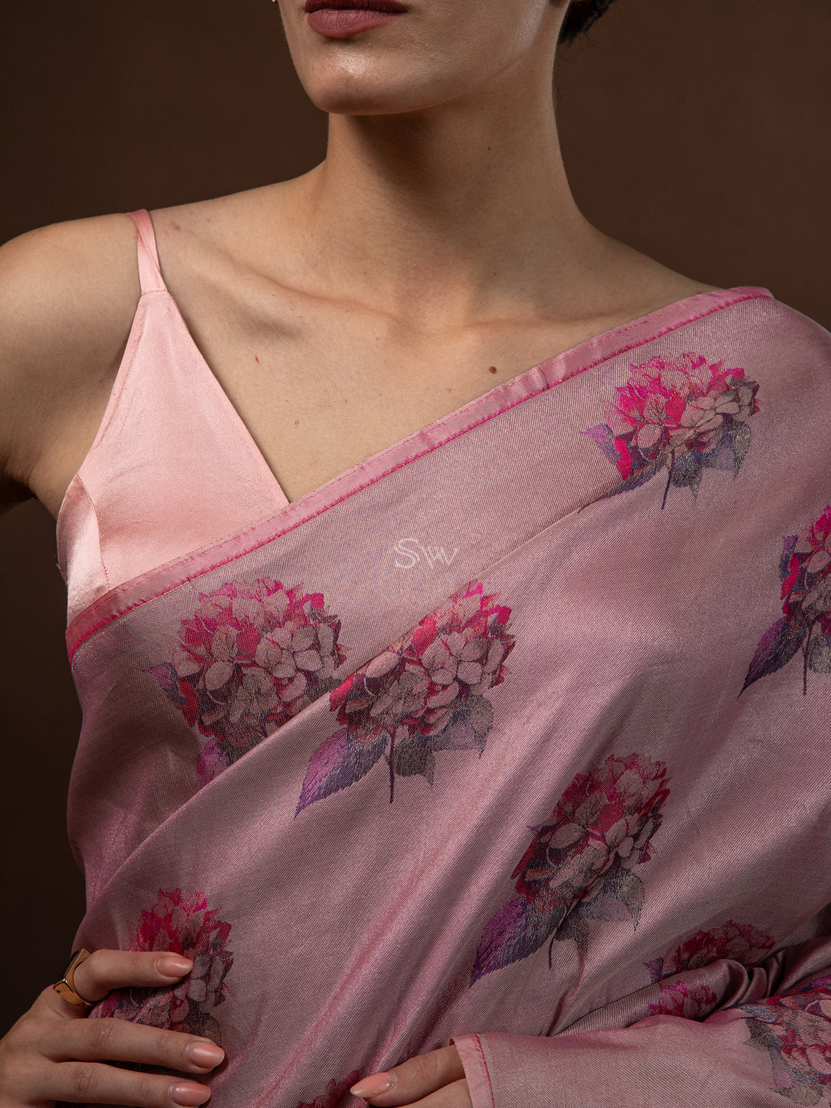 Pastel Pink Tissue Katan Silk Handloom Banarasi Saree - Sacred Weaves