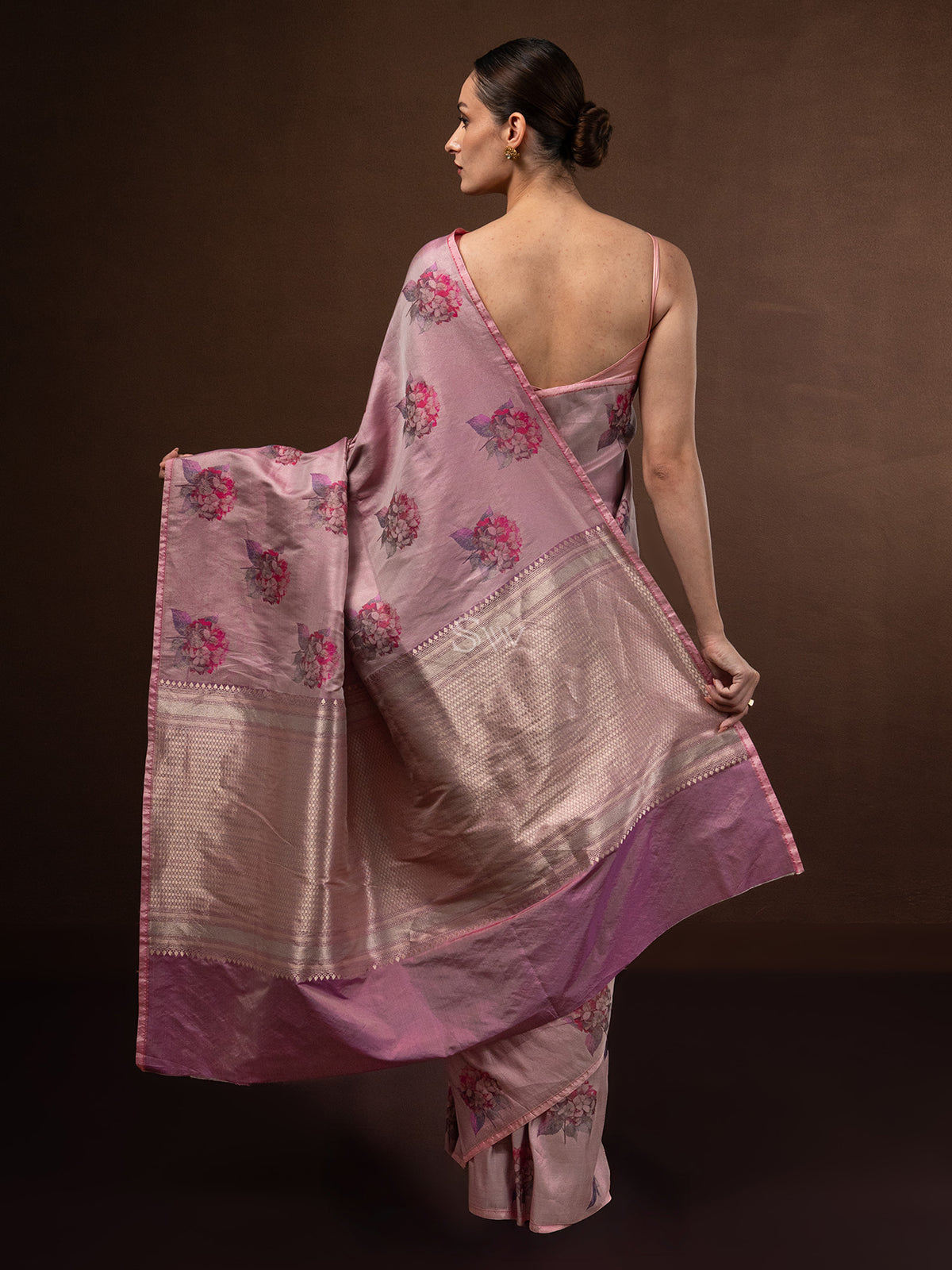 Pastel Pink Tissue Katan Silk Handloom Banarasi Saree - Sacred Weaves