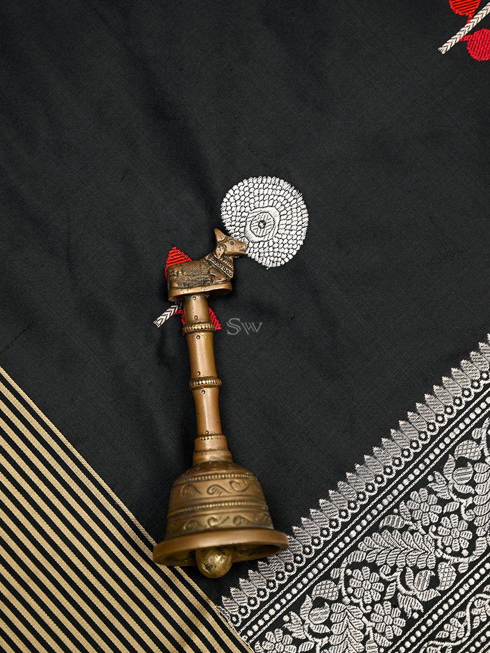 Black Meenakari Katan Silk Handloom Banarasi Saree - Sacred Weaves