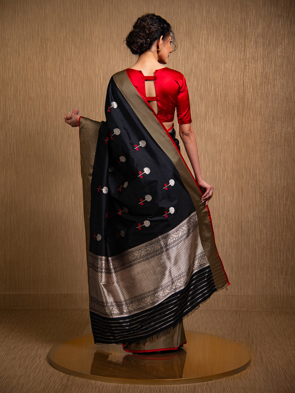 Black Meenakari Katan Silk Handloom Banarasi Saree - Sacred Weaves