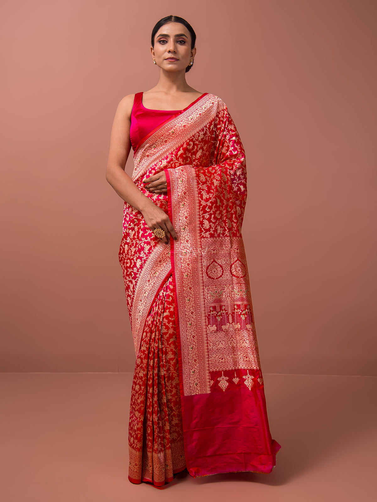 Crimson Red Banarasi Brocade