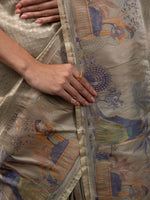 Moss Green Tissue Katan Silk Handloom Banarasi Saree - Sacred Weaves