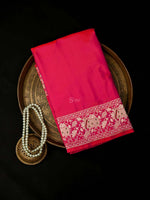 Pink Orange Shikargah Satin Silk Handloom Banarasi Saree - Sacred Weaves