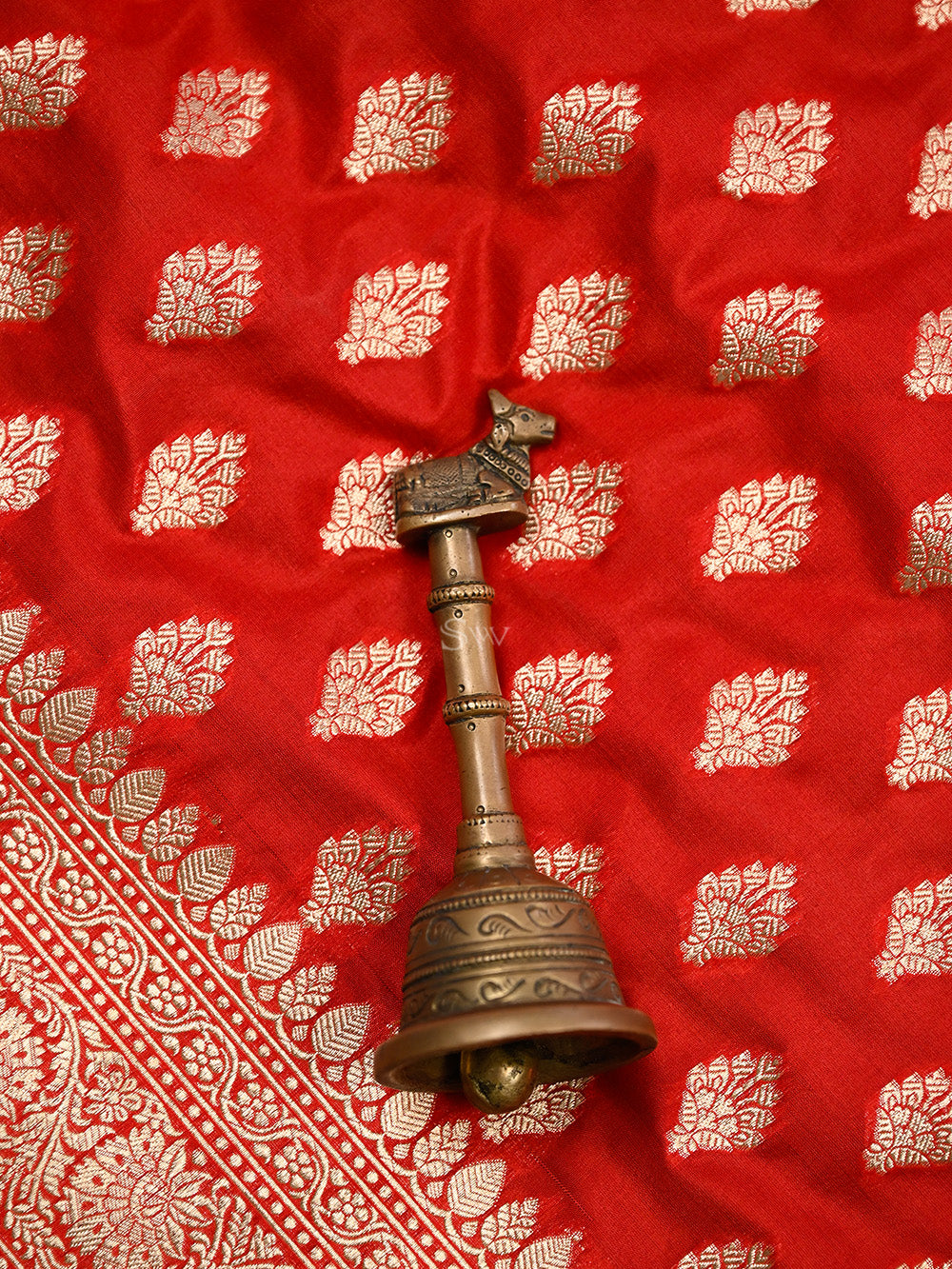 Red Booti Uppada Katan Silk Handloom Banarasi Saree