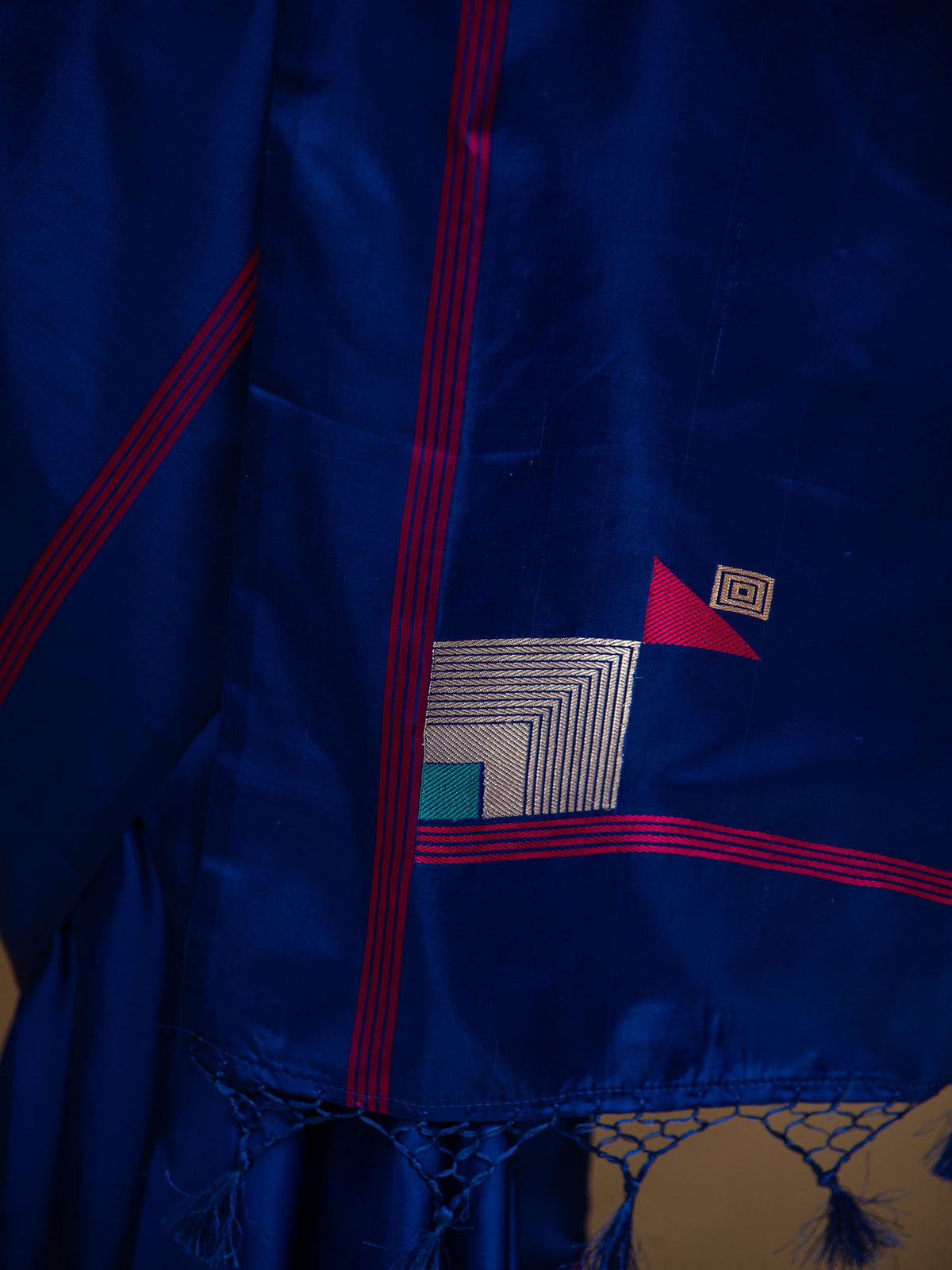 Royal Blue Konia Satin Silk Handloom Banarasi Saree