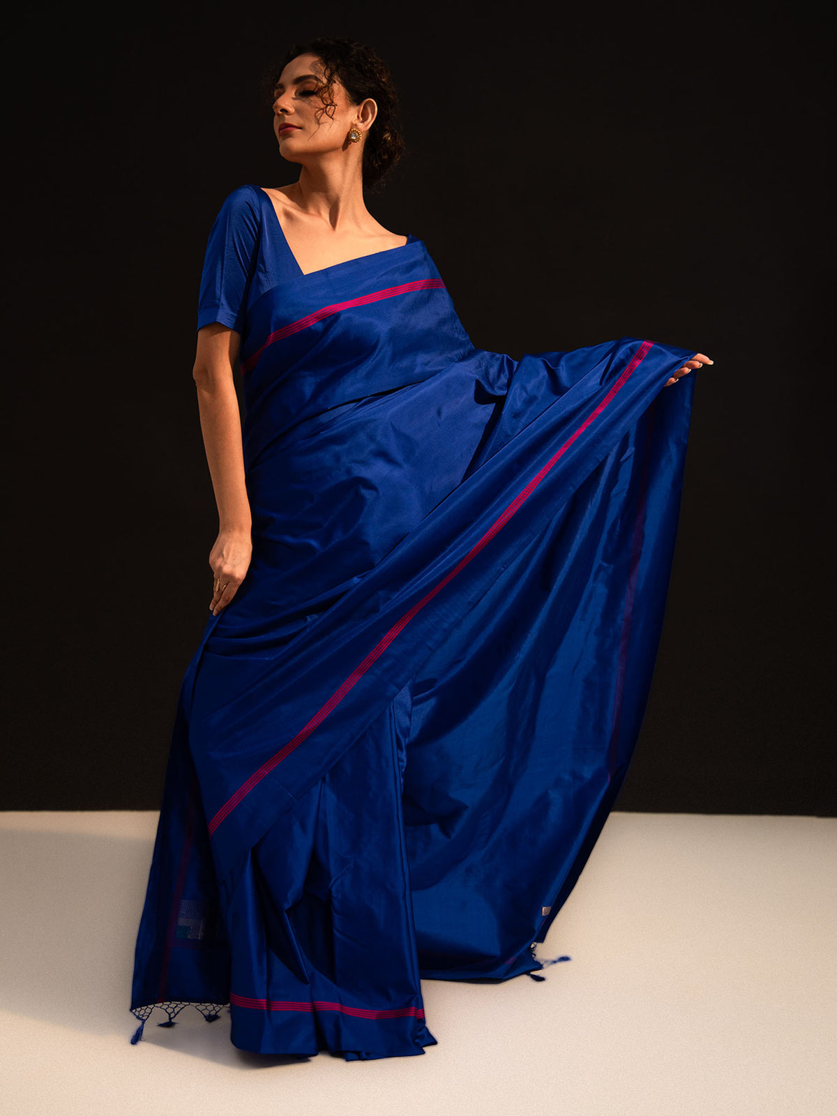 Royal Blue Konia Satin Silk Handloom Banarasi Saree