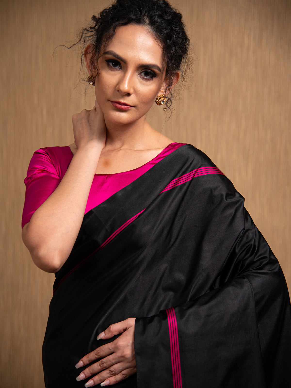 Black Konia Satin Silk Handloom Banarasi Saree