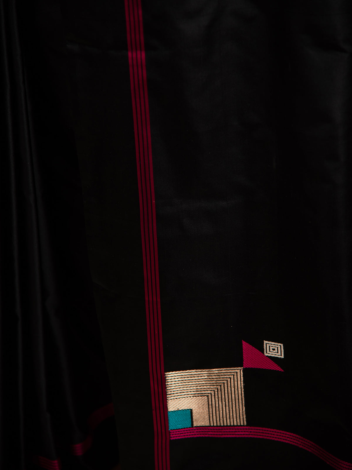 Black Konia Satin Silk Handloom Banarasi Saree