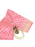Pink Uppada Katan Silk Banarasi Ready-Made Blouse