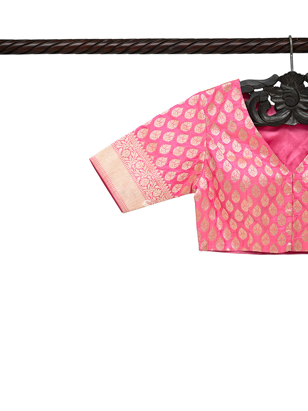 Pink Uppada Katan Silk Banarasi Ready-Made Blouse
