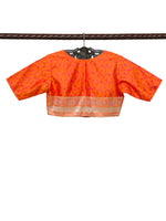 Orange Pink Tanchoi Silk Banarasi Ready-Made Blouse - Sacred Weaves