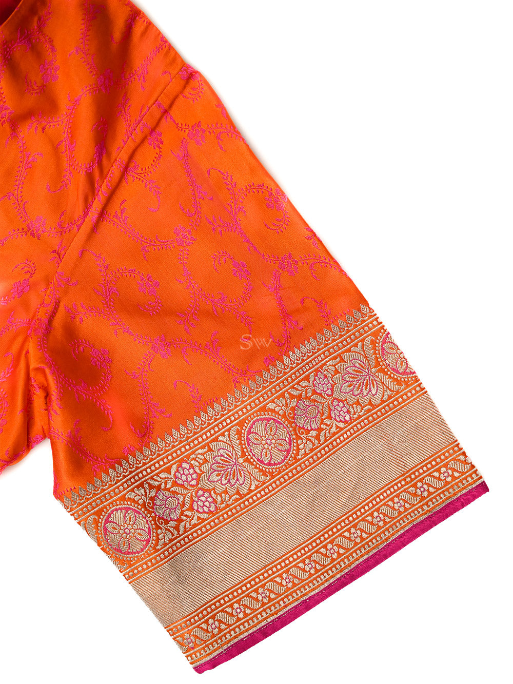 Orange Pink Tanchoi Handloom Banarasi Jacket