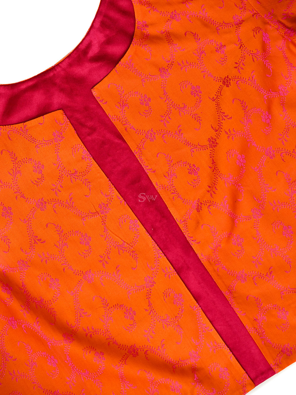 Orange Pink Tanchoi Handloom Banarasi Jacket