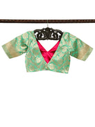 Sea Green Uppada Silk Banarasi Ready-Made Blouse - Sacred Weaves