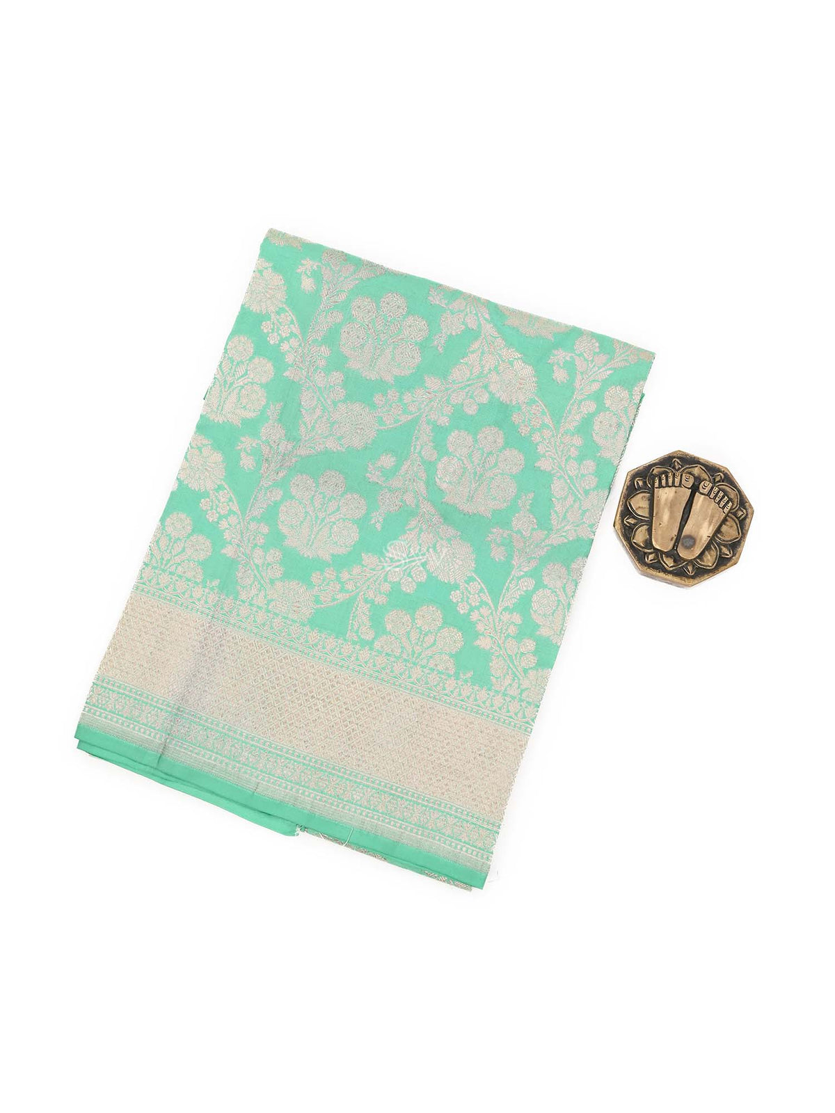 Sea Green Uppada Katan Silk Handloom Banarasi Fabric