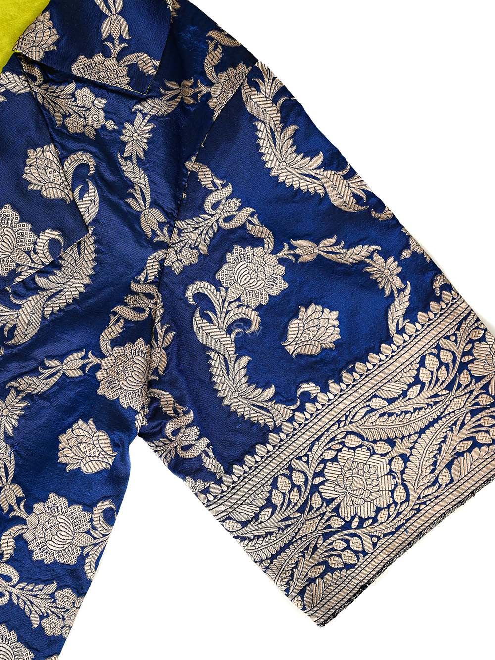 Blue Silk Brocade Handloom Banarasi Jacket - Sacred Weaves