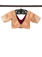 Peach Uppada Silk Banarasi Ready-Made Blouse - Sacred Weaves