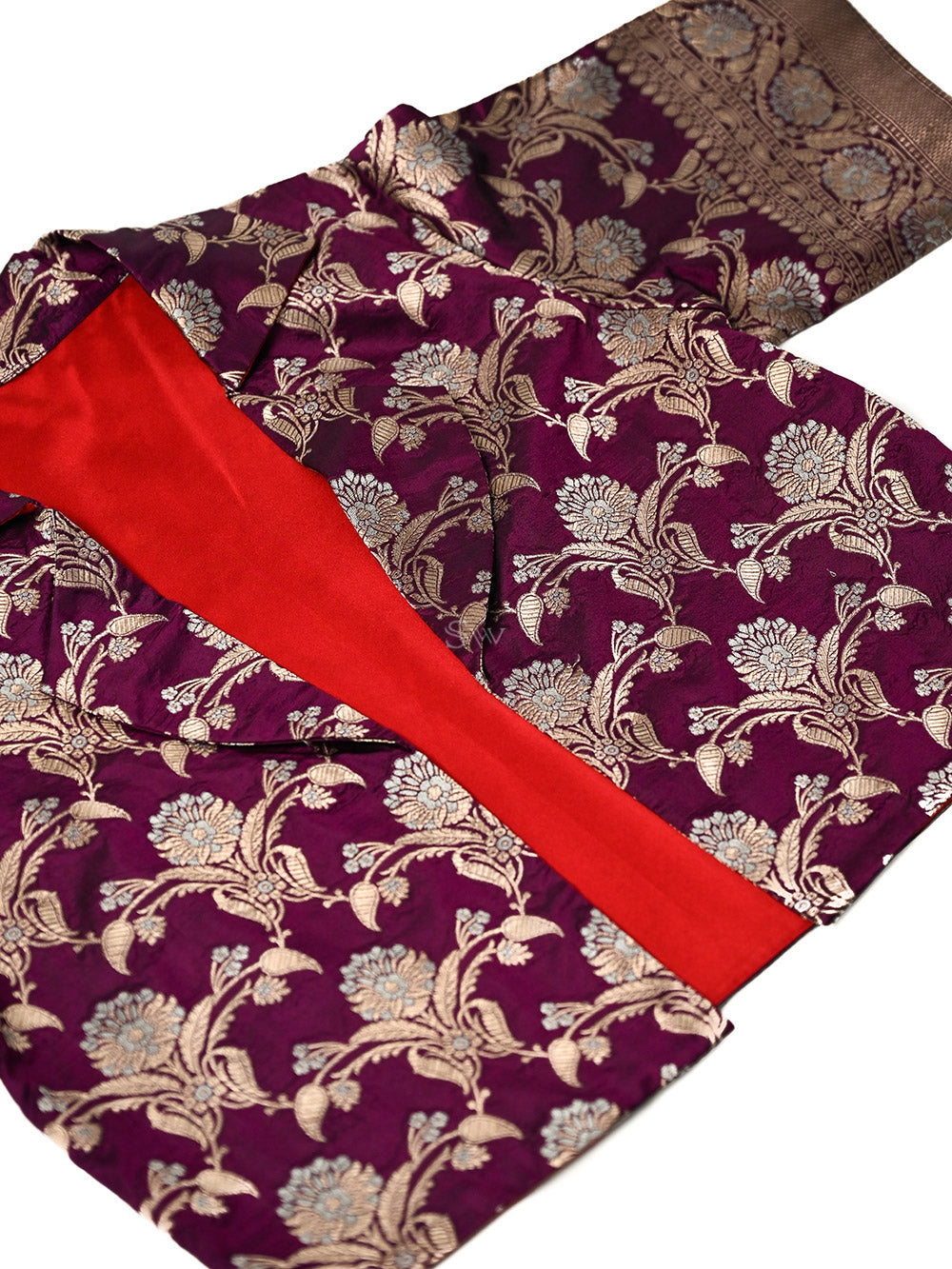 Purple Silk Brocade Handloom Banarasi Jacket