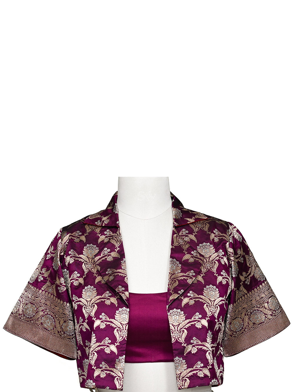 Purple Silk Brocade Handloom Banarasi Jacket