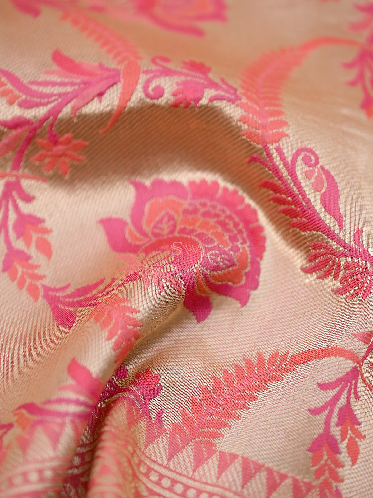 Pink Meenakari Brocade Katan Silk Handloom Banarasi Fabric - Gift Box - Sacred Weaves
